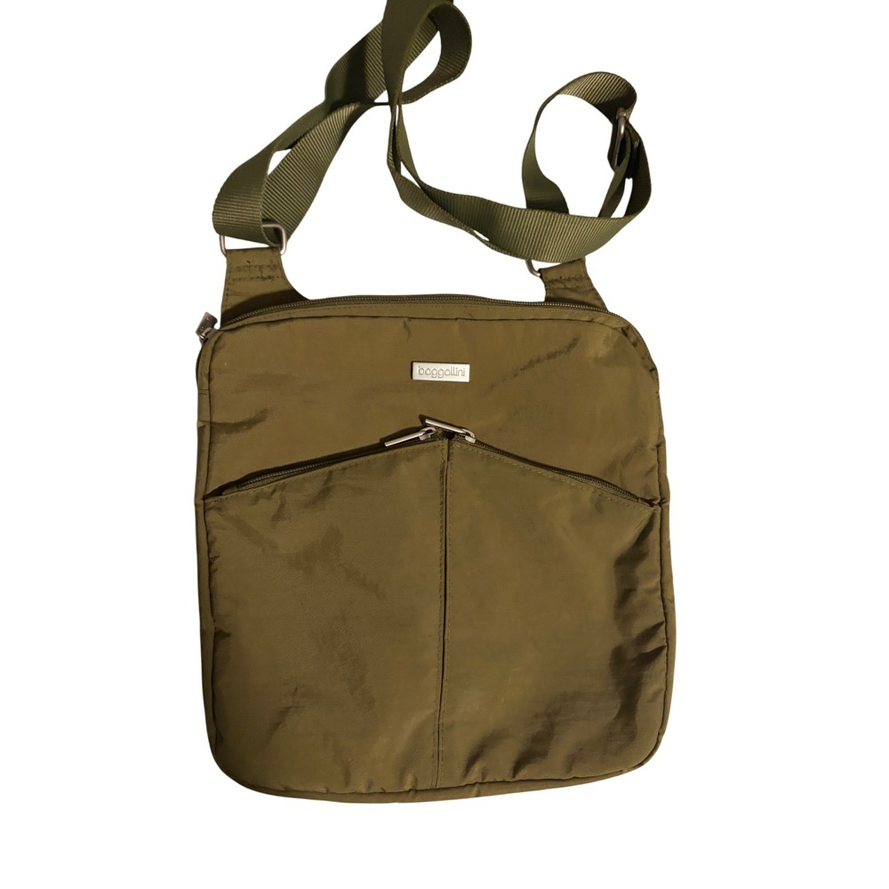 Baggallini Crossbody Bag Travel Utility Olive Green Nylon Adjustable Strap OS